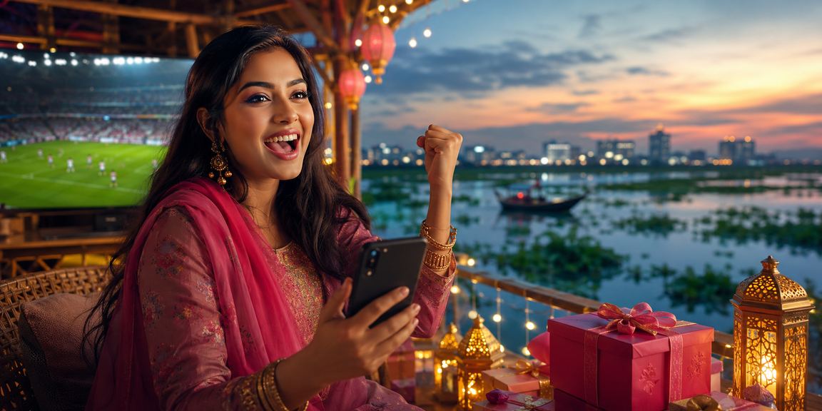 বাংলাদেশে উৎসবের সময় মোবাইলে sksahinsam1 লগইন করছেন একজন ব্যবহারকারী